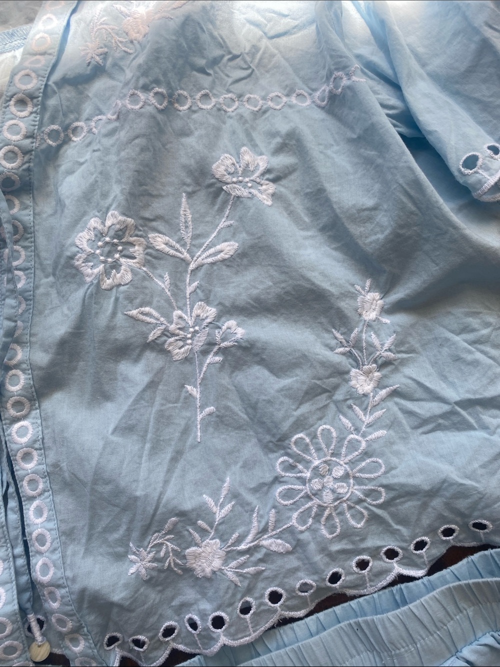 Blue & White Matching Summer Set (Top and Shorts) 100% Cotton - Picture 4 of 7